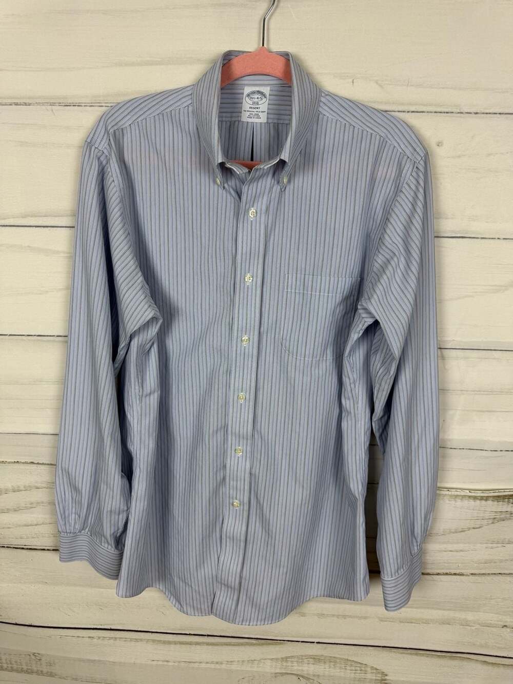 Brooks Brothers Regent 1818 Non-Iron Blue Striped L/S Shirt Size 15.5-4/5